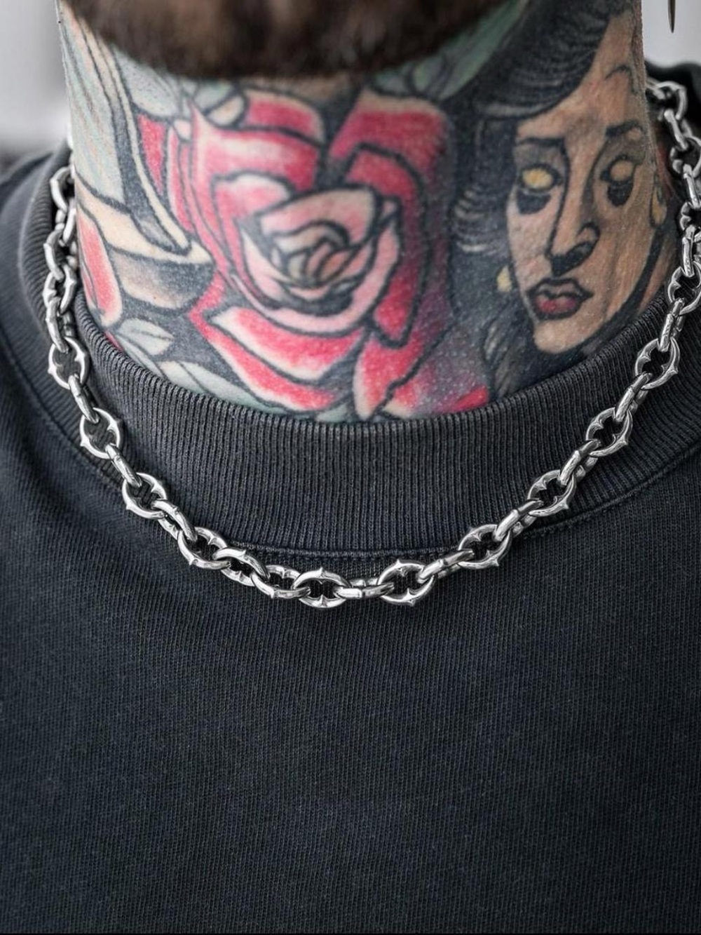 Men's Silver Chain Necklace - Classic Link Collar